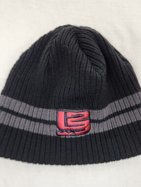 Vintage Nike L2 Black Red Beanie Skull Cap OS Lebron James